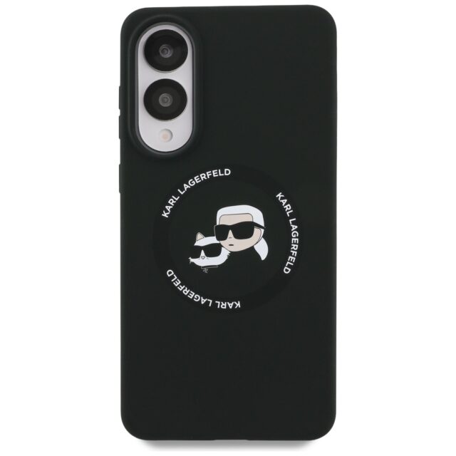 Case Karl Lagerfeld Silicone Double Heads And Circle MagSafe for Samsung Galaxy S25 Edge black - imagine 3