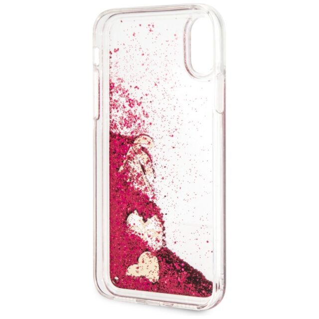 Guess GUHCPXGLHFLRA iPhone X/Xs raspberry hard case Glitter Hearts - imagine 4