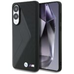 Case BMW Leather Oversized Stripes MagSafe for Samsung Galaxy S25 Edge black