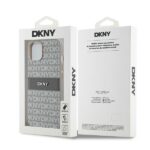 DKNY DKHCP14SPRTHSLE iPhone 14 / 15 / 13 6.1" beige hardcase Leather Mono Stripe & Metal Logo - imagine 8