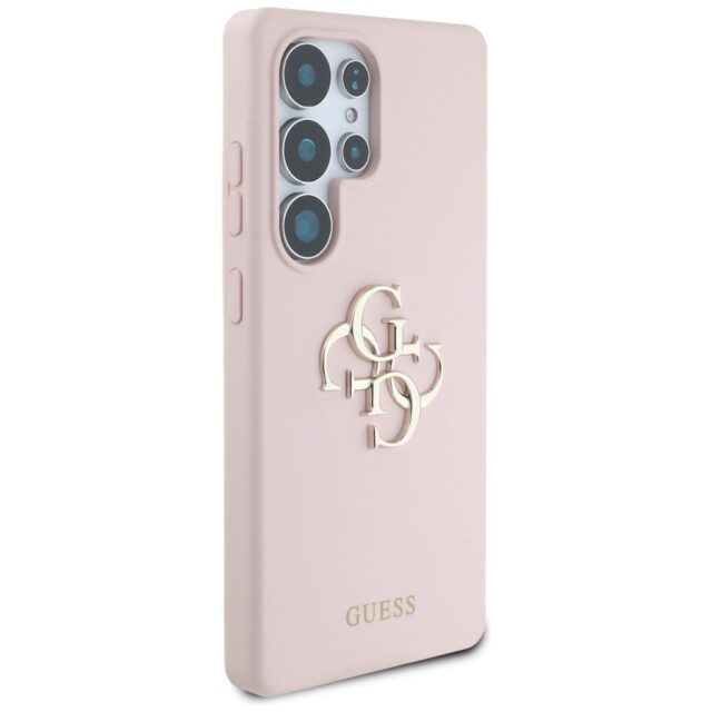Case Guess Silicone Big 4G Logo Bottom Script Samsung Galaxy S25 Ultra pink - imagine 4