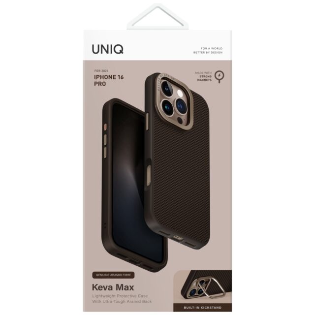 Case UNIQ Keva Max for iPhone 16 Pro Magclick Charging Camera Stand brown - imagine 8