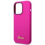 Guess GUHCP14XSLSMF iPhone 14 Pro Max 6,7" fuschia hard case Silicone Vintage Gold Logo - imagine 6