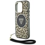 Case Guess HC IML Leopard Triangle Cord Strap for iPhone 16 Pro Max MagSafe brown - imagine 5