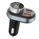 AWEI C-843 hands-free kit with FM transmitter, Bluetooth 5.0, MP3, 1xUSB+1xUSB-C black - imagine 2