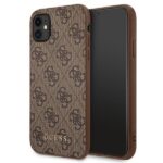 Guess GUHCN61G4GFBR iPhone 11 6,1" brown hard case 4G Metal Gold Logo