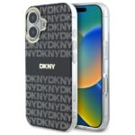 DKNY DKHMP16SHRHSEK iPhone 16 6.1" black hardcase Repeat Texture Pattern With Stripe