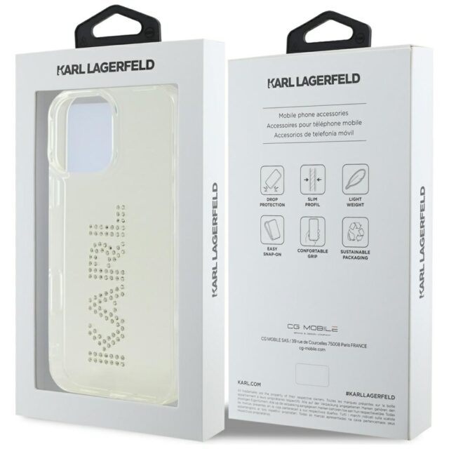 Case Karl Lagerfeld IML Rhinestones Logo for iPhone 16 Pro transparent - imagine 8