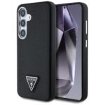 Case Guess Grained Triangle Logo MagSafe for Samsung Galaxy S25 black
