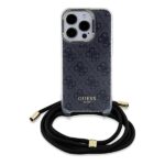 Guess GUHCP15LHC4SEK iPhone 15 Pro 6.1" black hardcase Crossbody Cord 4G Print - imagine 2
