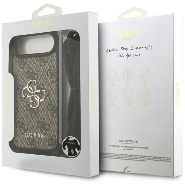 Case Guess 4G Big Logo Cord Stap         Crossbody for iPhone Air brown - imagine 7