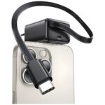 USAMS Charger 1xUSB-C with retractable USB-C Retractable PD+QC 30W Gan Fast Charging black - imagine 5