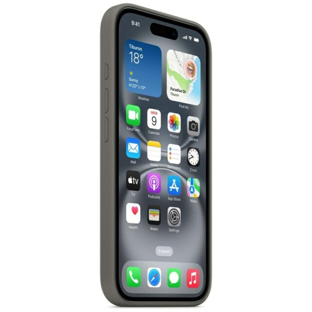 Etui Apple MYY33ZM/A iPhone 16 6.1" MagSafe szary/stone gray Silicone Case - imagine 2