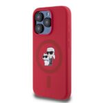 Karl Lagerfeld KLHMP15LSCMKCRHR iPhone 15 Pro 6.1" red hardcase Silicone Karl&Choupette Heads Ring - imagine 2