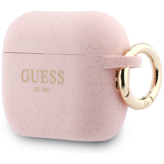 Case Guess Silicone Glitter Ring for AirPods Pro 3 pink - imagine 3