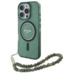 Guess GUHMP16LHGCRELSA iPhone 16 Pro 6.3" green hardcase IML Glitter With Pearl Strap MagSafe
