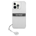 Guess GUHCP13LKB4GGR iPhone 13 Pro / 13 6,1" Transparent hardcase 4G Grey Strap Charm - imagine 3