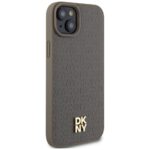 DKNY DKHMP15SPSHRPSW iPhone 15 / 14 / 13 6.1 inch brown hardcase Leather Pattern Metal Logo MagSafe - imagine 4