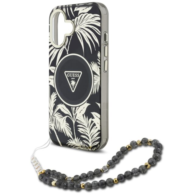 Case Guess Palm Trees Triangle Pearl Strap MagSafe for iPhone 16 black - imagine 5