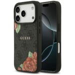 Case Guess 4G Flowers Print MagSafe for iPhone 17 Pro Max black