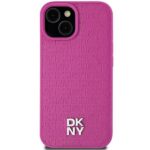 DKNY DKHMP15SPSHRPSP iPhone 15 / 14 / 13 6.1 inch pink hardcase Leather Pattern Metal Logo MagSafe - imagine 3