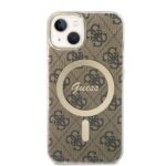 Guess Set GUBPP14SH4EACSW Case+ Charger iPhone 14 / 15 / 13 6,1"brown hard case 4G Print - imagine 3