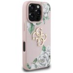 Case Guess Grained Roses Big 4G logo for iPhone 16 Pro Max pink - imagine 4