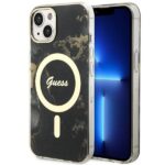 Guess GUHMP14MHTMRSK iPhone 14 Plus/ 15 Plus 6.7" black hardcase Golden Marble MagSafe