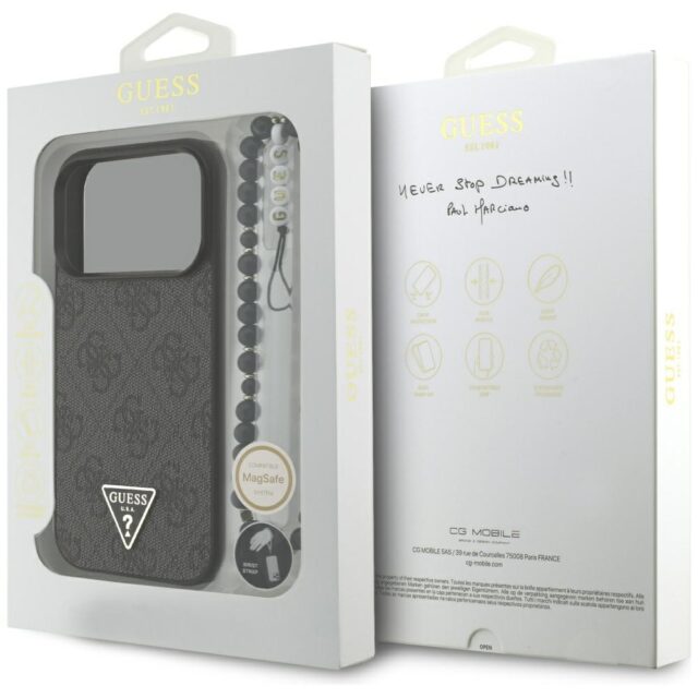 Case Guess 4G Strap Triangle Logo        MagSafe for iPhone 17 Pro black - imagine 8