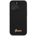 Guess GUHCP13XLSLMGBK iPhone 13 Pro Max 6.7" black hardc ase Silicone Script Gold Logo - imagine 3