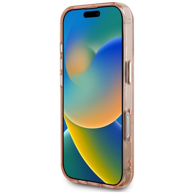 Case Guess IML Metal Glitter 4G Circle Triangle MagSafe for iPhone 16 Pro pink - imagine 5