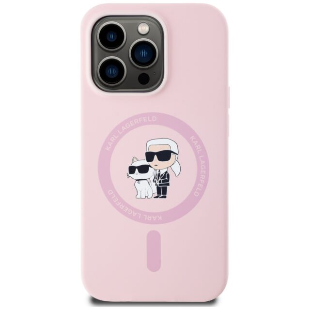 Case Karl Lagerfeld Silicone Karl&Choupette MagSafe for iPhone 14 Pro Max pink - imagine 3