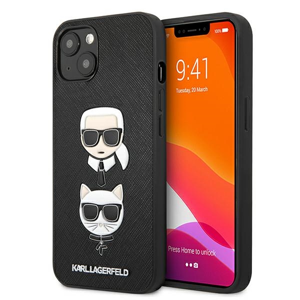 cps-b39d8db90698ea81434398f5cf83c1cc-2025-12-06-17-36-23 Karl Lagerfeld KLHCP13MSAKICKCBKiPhone 13 / 14 / 15 6,1" black hardcase Saffiano Karl & Choupette - imagine 1