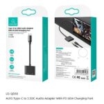 .USAMS AU15 Adapter USB-C - jack 3.5mDAC + USB-C PD60W /black SJ598YPTC01 (US-SJ598) - imagine 3