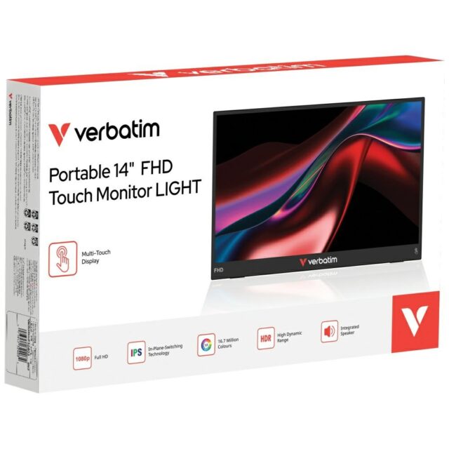 Portable Touch Monitor Verbatim LIGHT 14" FHD black 32400 - imagine 4