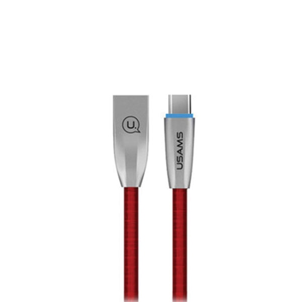 cps-b41f92a4c51044e9d96777c38f7efe6b-2025-12-07-08-33-23 USAMS Braided U-Light USB-C Cable red 1.2m TCZSUSB04 (US-SJ184) - imagine 1