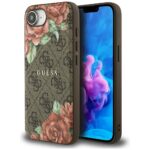 Case Guess 4G Flowers Print MagSafe for iPhone 16e brown