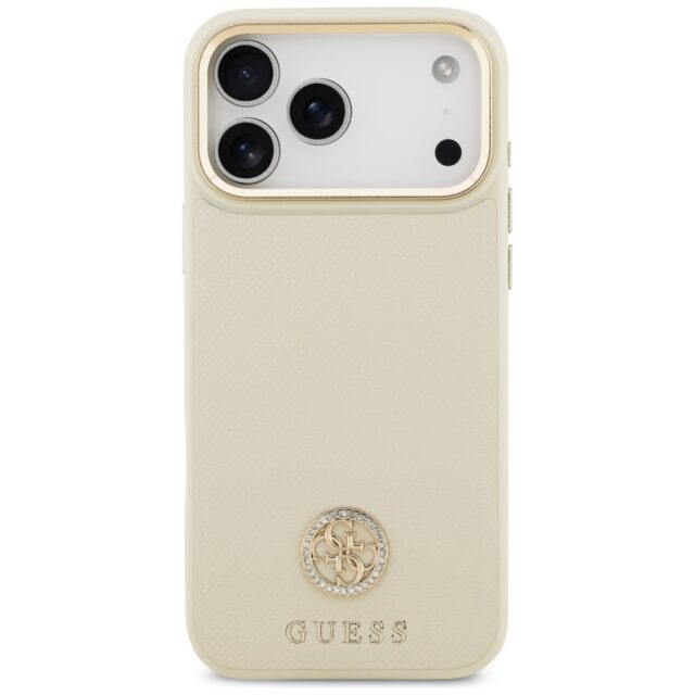 Case Guess Grained Strass Logo MagSafe for iPhone 17 Pro Max beige - imagine 3