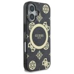 Guess GUHMP16SH4PYEEK iPhone 16 6.1" black hardcase IML Peony On 4G Background MagSafe - imagine 4