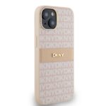 DKNY DKHCP14SPRTHSLP iPhone 14 / 15 / 13 6.1 inch pink hardcase Leather Mono Stripe & Metal Logo - imagine 4