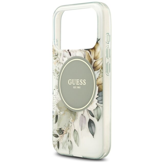 Guess IML Flower & Tonal Circle MagSafe case for iPhone 17 Pro Max green - imagine 6