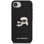 Case Karl Lagerfeld Fixed Glitter Karl&Choupette Heads Metal Pin for iPhone 16e black - imagine 3