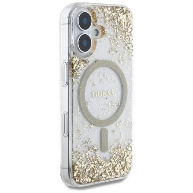 Guess HC Resin Bottom Glitter case for iPhone 16 MagSafe gold - imagine 4