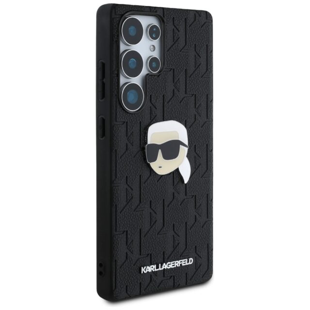 Case Karl Lagerfeld Leather Monogram Pin Logo Karl Head Samsung Galaxy S25 Ultra Black - imagine 4