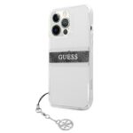 Guess GUHCP13LKB4GGR iPhone 13 Pro / 13 6,1" Transparent hardcase 4G Grey Strap Charm - imagine 2