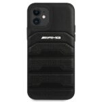 AMG AMHCP12SGSEBK iPhone 12 mini 5,4" black hardcase Leather Debossed Lines - imagine 3
