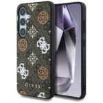 Case Guess 4G Printed Colored Peony Pattern MagSafe to Samsung Galaxy S25 brown
