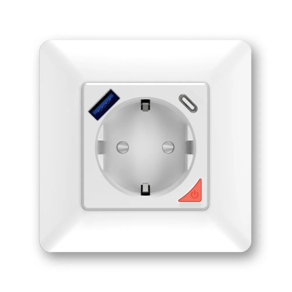 cps-b4e048e1bee42b303d59633c5e365be8-2025-12-05-13-15-29 Extralink Smart Life Wall Socket Set Pro | Set: smart socket + frame | Color White, 230V, 1x USB A, 1x USB C, WiFi, Tuya - imagine 1