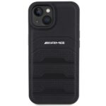 AMG AMHCP15SGSEBK iPhone 15 / 14 / 13 6.1" black hardcase with Leather Debossed Lines - imagine 3