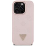 Case Guess Grained Hot Stamp Peony Triangle Logo MagSafe for iPhone 16 Pro pink - imagine 3